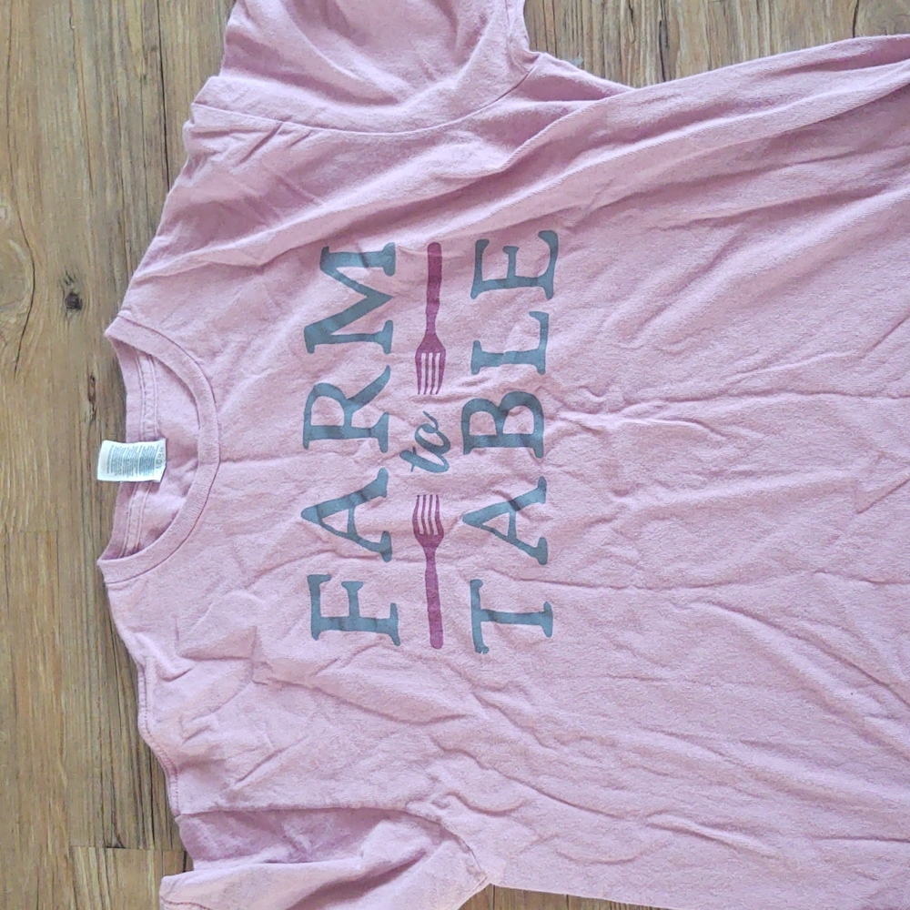 Farm to Table pink Tshirt Large